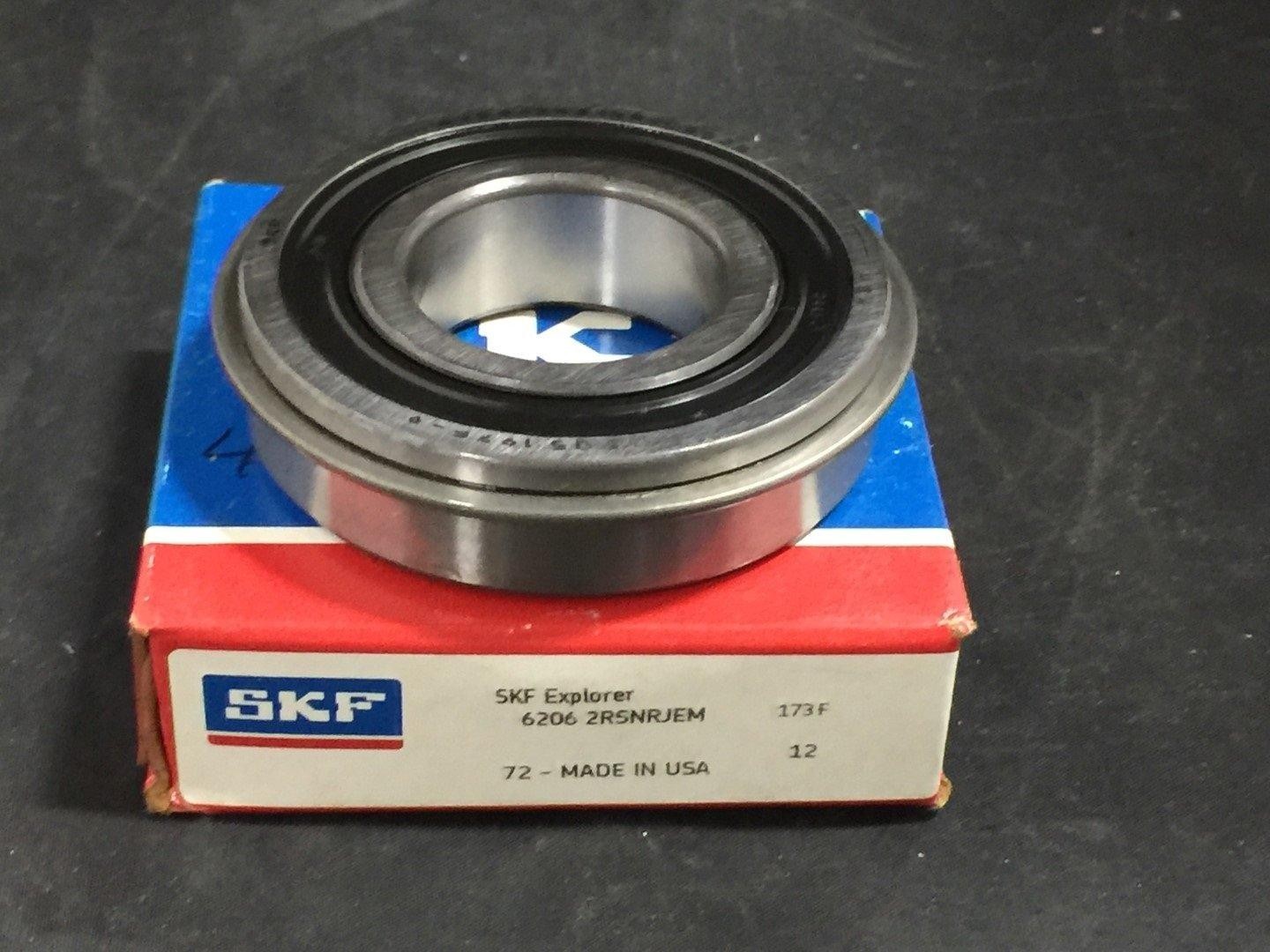SKF 6206-2RSNRJEM Radial Deep Groove Ball Bearing, 30mm Bore