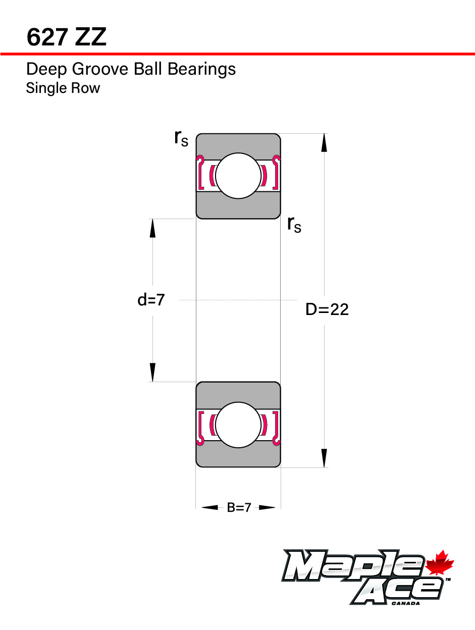 627-ZZ Ball Bearing 7x22x7mm 627 ZZ Metal Shielded (Qty 20)