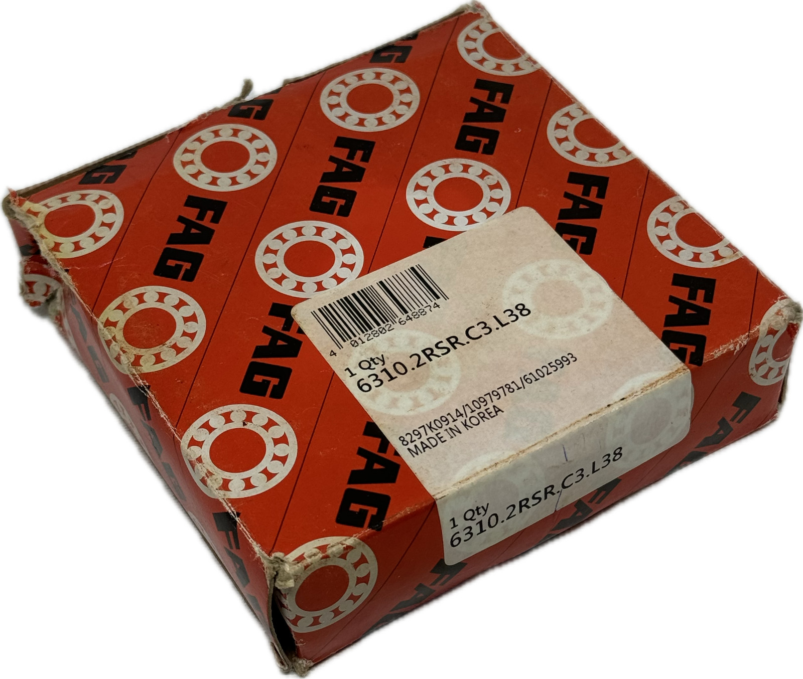 FAG 6310 2RSR C3 L38 NON-INSULATED DEEP GROOVE BALL BEARING 50 X 110 X 27MM NEW