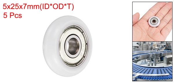 5Pcs 626ZZ Nylon Plastic Guide Bearing 6x25x7mm Pulley Roller, White