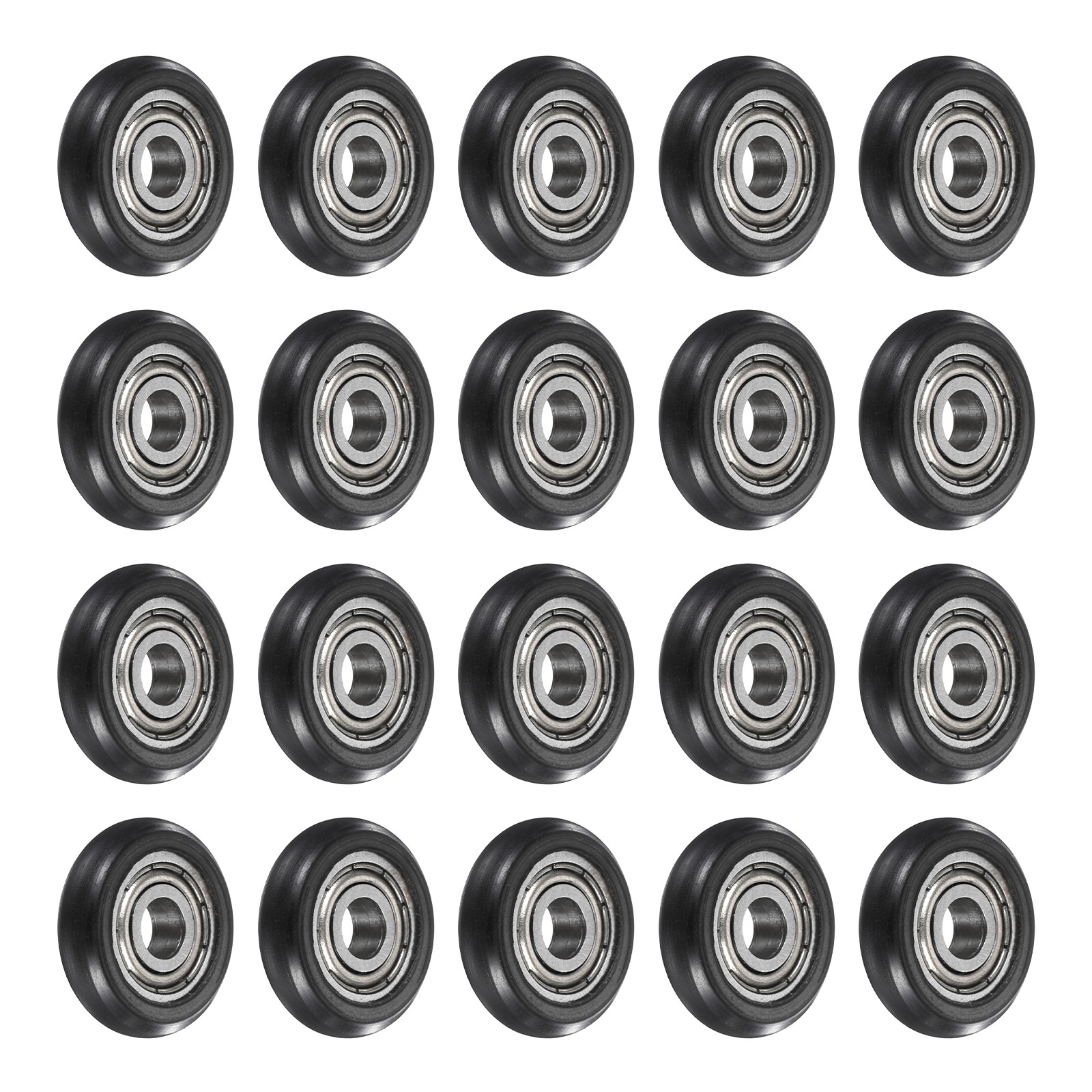 20Pcs 5×18.6x5mm Metal Shielded (GCr15) Chrome Steel Bearing+POM Guide, Black