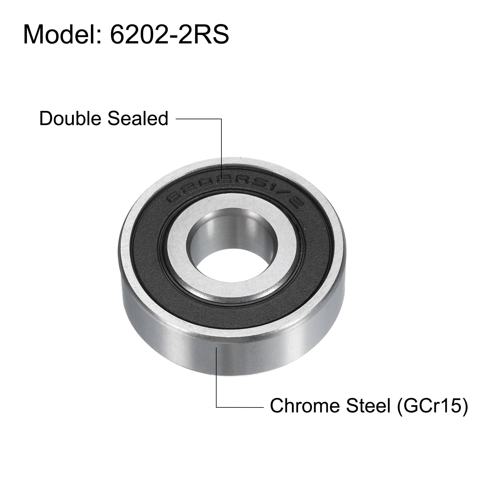 10pcs 6202-2RS Deep Groove Ball Bearing 1/2 x 1-3/8 x 7/16 Double Seals Bearings