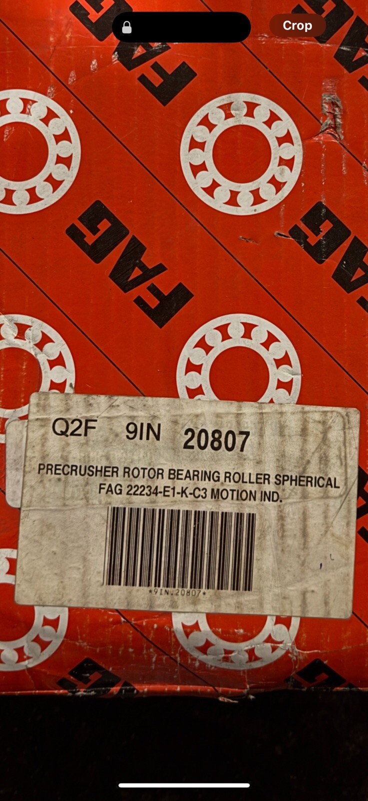 22234-E1-K-C3 FAG Spherical Roller Bearing-170x310x86mm Made In Germany !