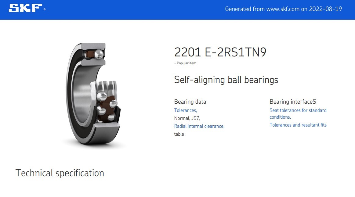 Two (2) SKF 2201 E-2RS1TN9 Self Aligning Bearing 12MM ID Swiss NEW