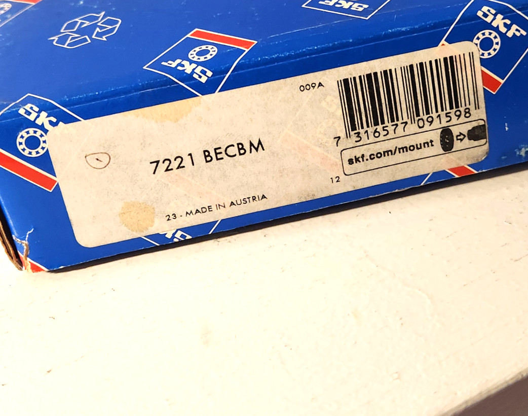 new SKF 7221 BECBM Precision Ball Bearing, U.S. seller. Carton marked Blanchard