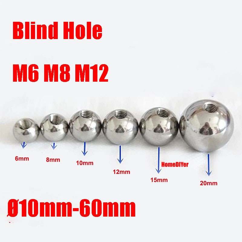 Stainless Steel Drilling Balls Female Thread M6 M8 M12 Blind Hole Ball Knob Nut