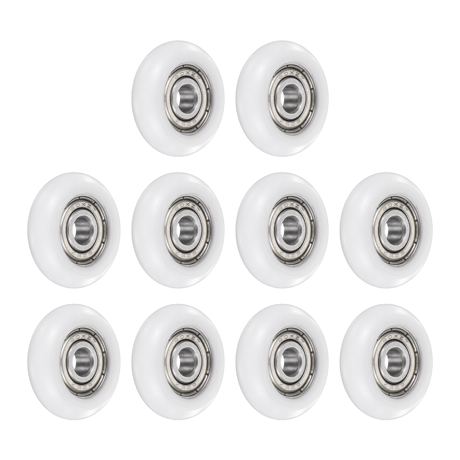 10Pcs 5x23x7mm Metal Shielded (GCr15) Chrome Steel Bearing+POM Guide, White