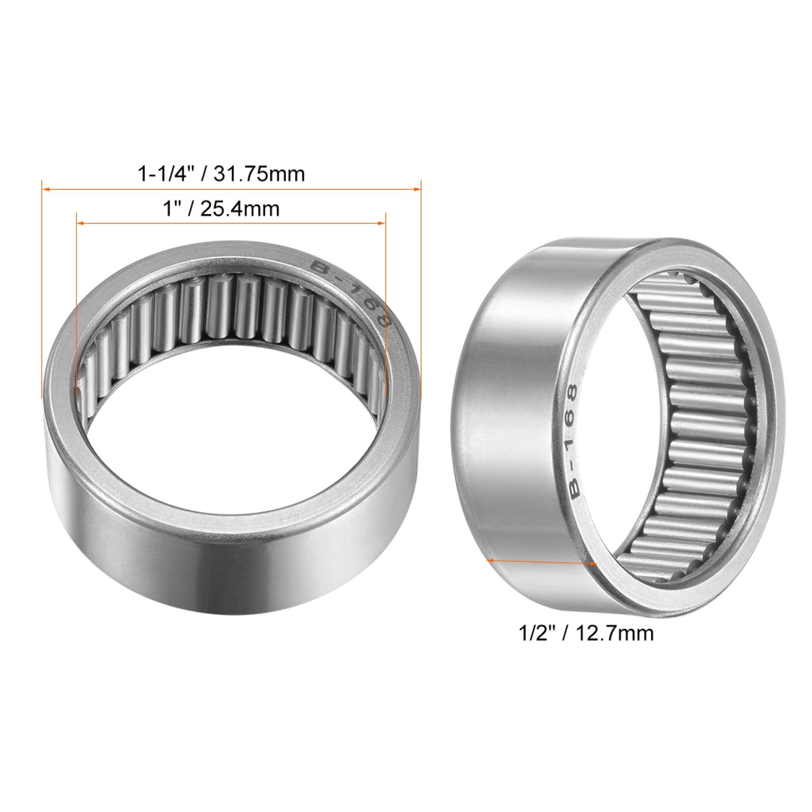 B168 Needle Roller Bearings 1″ x 1-1/4″ x 1/2″ Full Complement Drawn Cup