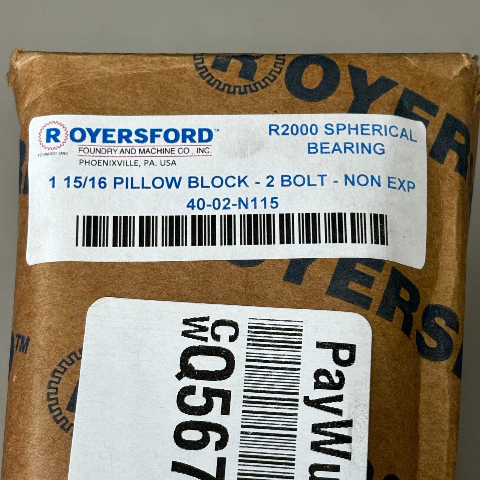 ROYERSFORD R2000 Spherical 2-Bolt Pillow Block Bearing 1-15/16″ Red 40-02-N115