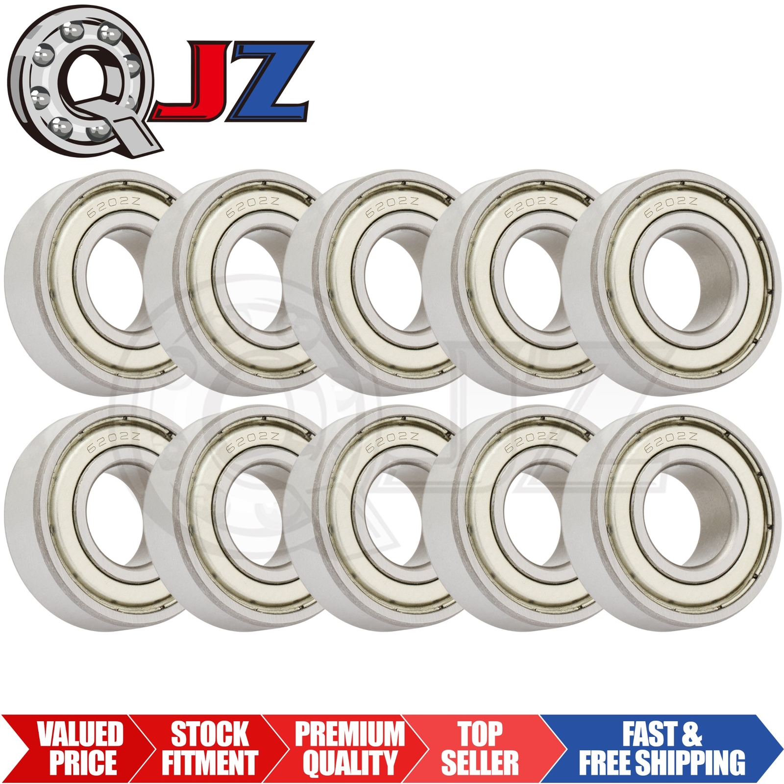 [Qty.10] 6202-ZZ-5/8 Deep Groove Radial Ball Bearing [5/8″ Bore x 35mm x 11mm]