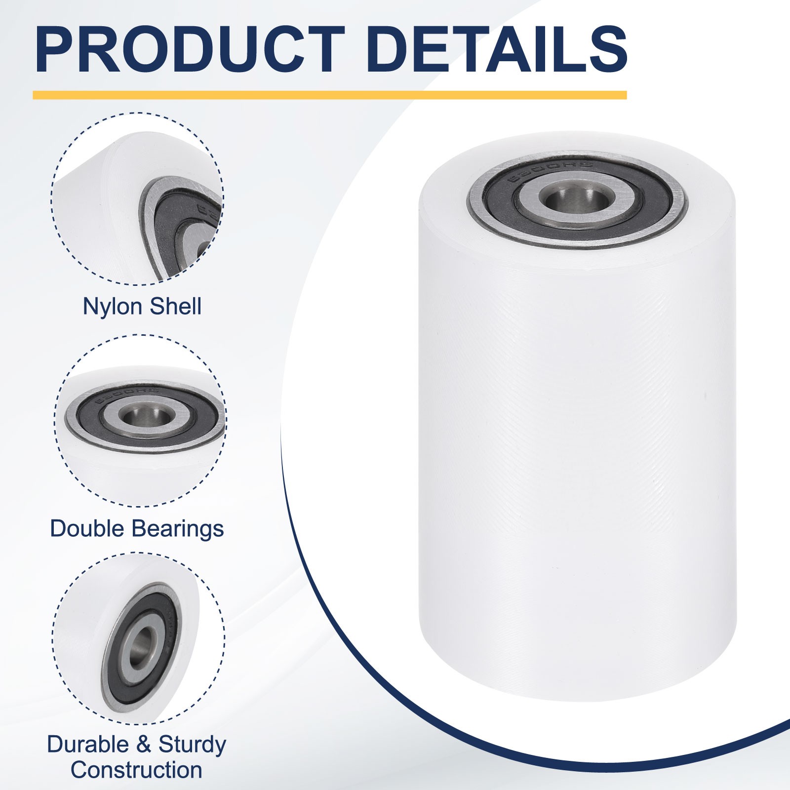 4 Nylon Wheels with Bearings, 3/8″x2″x2-3/4″ for Nylon Pulley