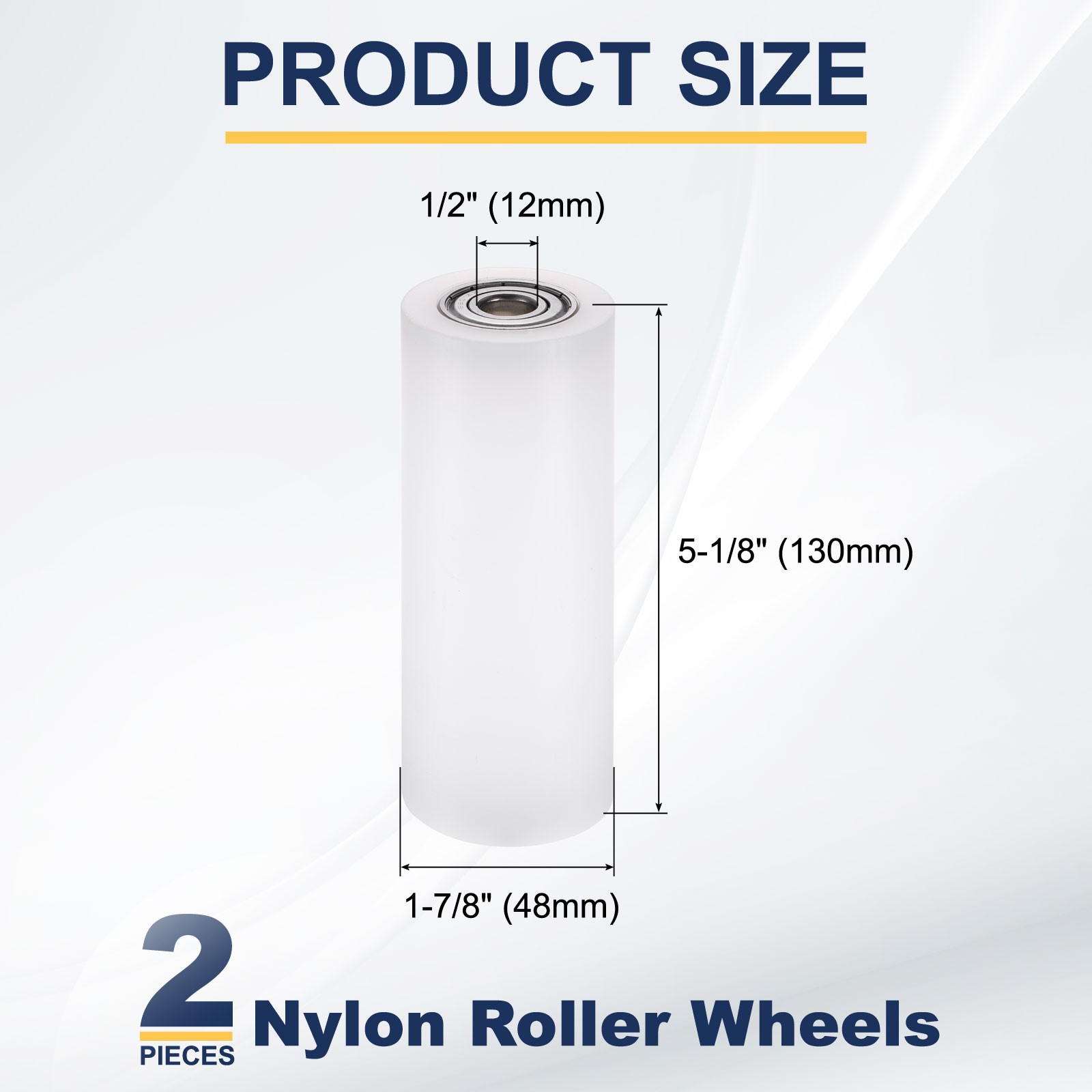 2Pcs Nylon Roller Wheel with Bearings 1/2″x1-7/8″x5-1/8″ Nylon Pulley