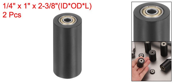 2 Pcs Plastic Roller Wheel with Bearings 1/4″ x 1″ x 2-3/8″ Bearing Pulley