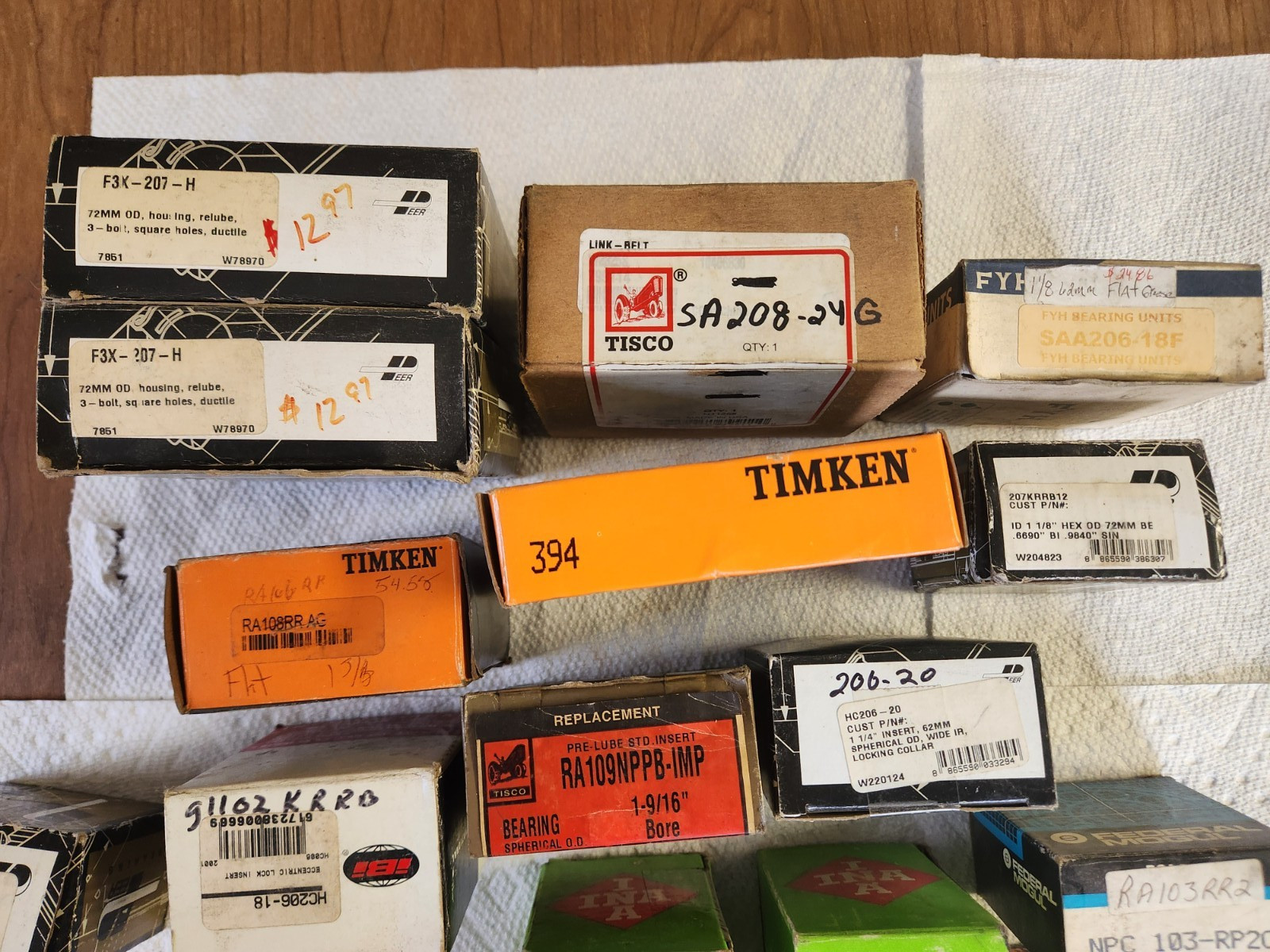 Lot of 20 Miscellaneous Bearings and Races Timken, Peer, Tisco