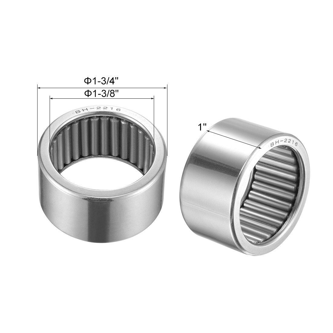 BH2216 Needle Roller Bearings 1-3/8″x1-3/4″x1″ Open Full Complement Drawn Cup