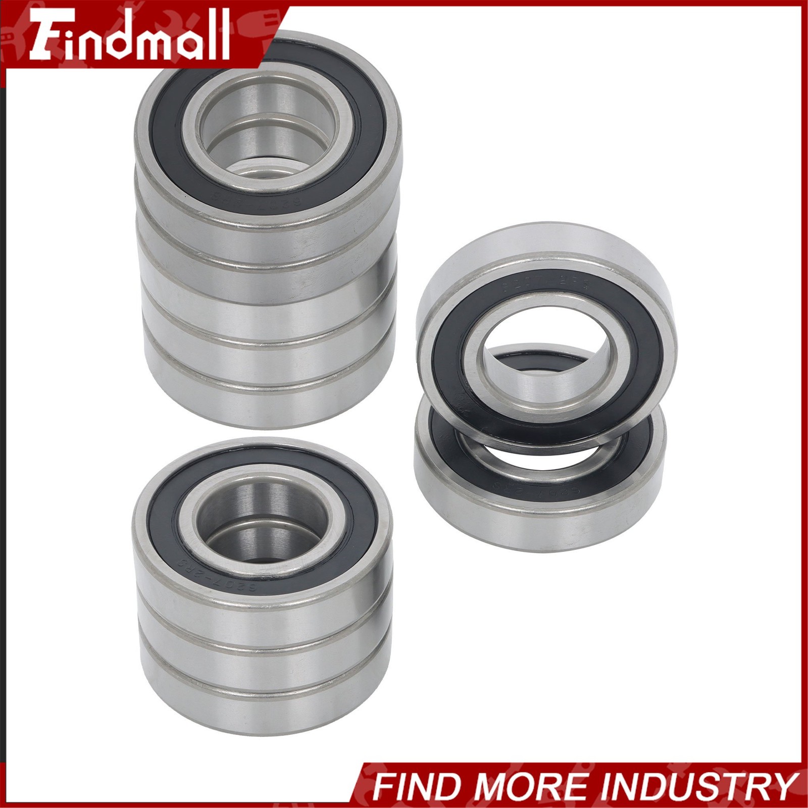 Findmall 6207-2RS Deep Groove Bearings 10pcs 35mm x72mm x17mm Sealed