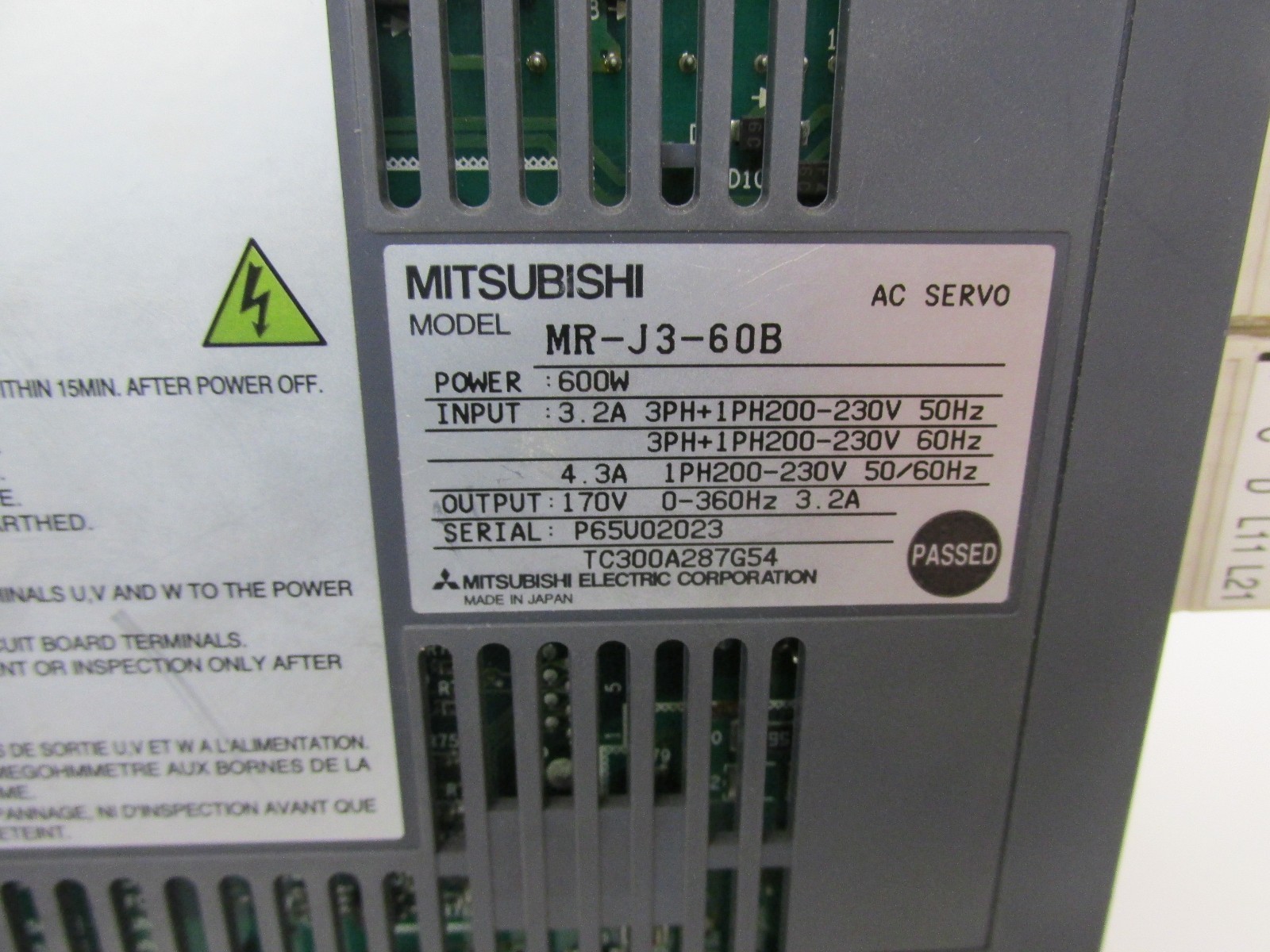 MITSUBISHI MR-J3-60B AC Servo 2420 ELL