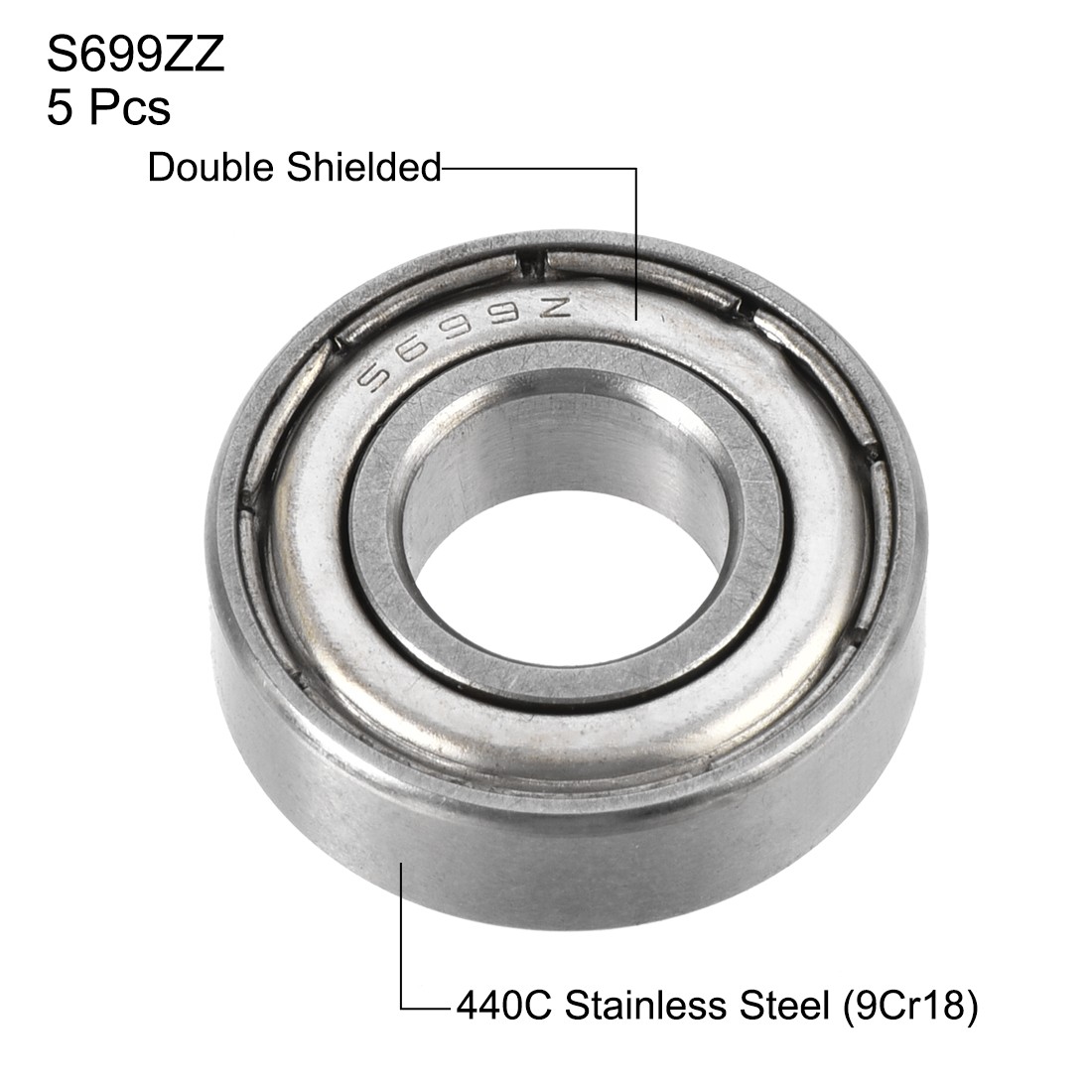 S699ZZ Stainless Steel Ball Bearing 9x20x6mm Double Shielded S682 Bearings 5pcs