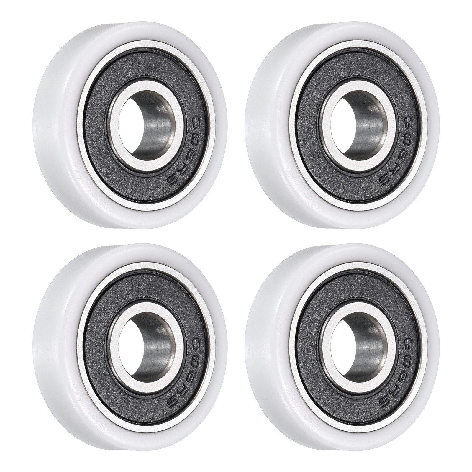 4Pcs 608RS Ball Bearing 8x26x7mm Double Rubber Sealed Chrome Steel White