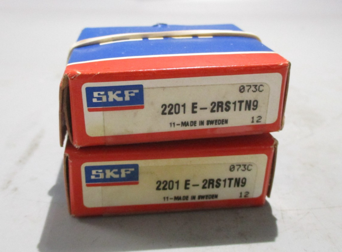 NEW LOT OF 2 SKF 2201E-2RS1TN9 SEALED SELF ALIGNING BALL BEARING