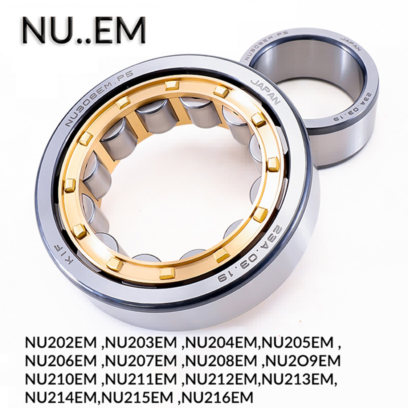 N/NU/NJ Radial Rolling Cylindrical Roller Bearing 15-100mm Bore Brass/Steel Cage