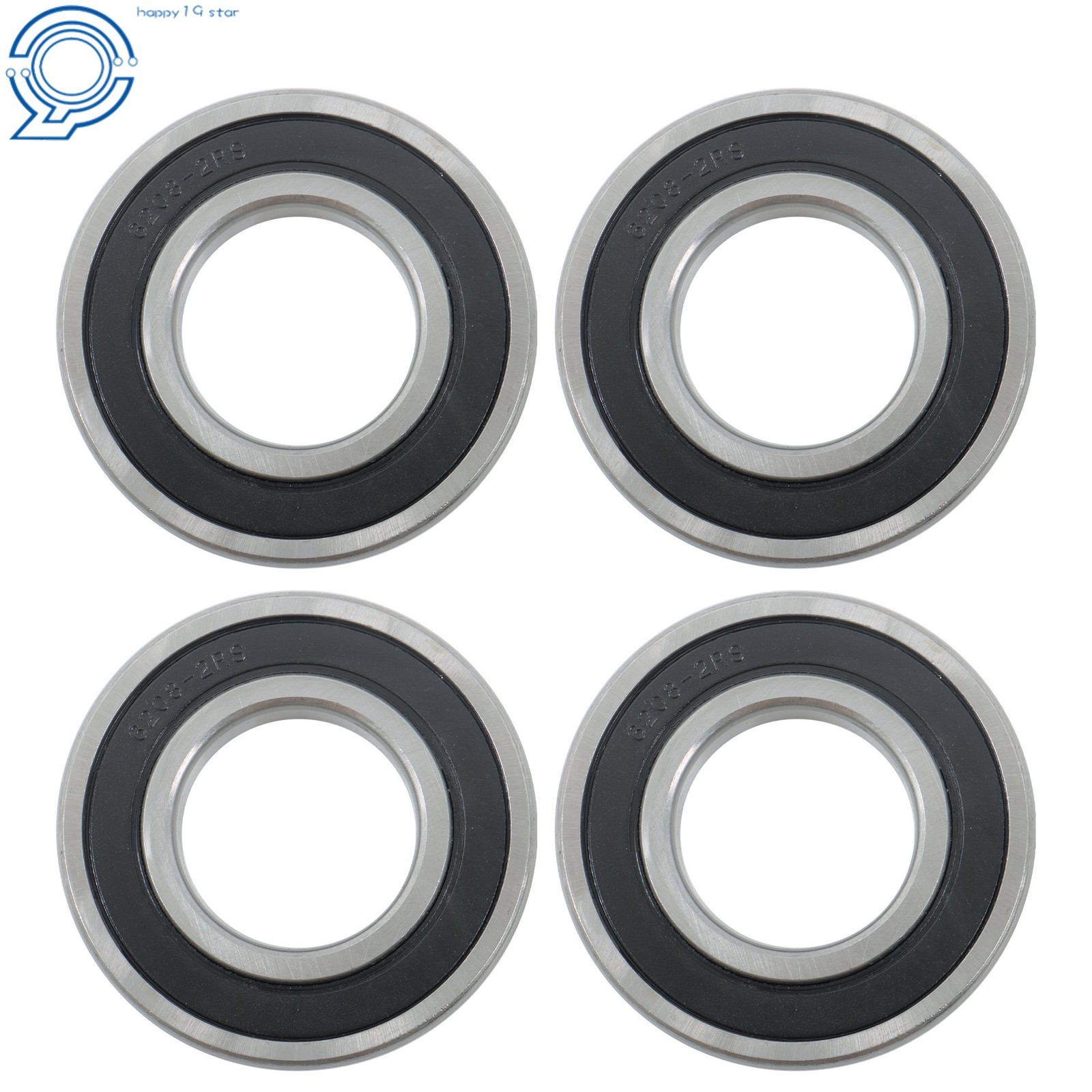 Rubber Sealed 6208-2RS Bearings 4pcs 40x80x18mm Deep Groove