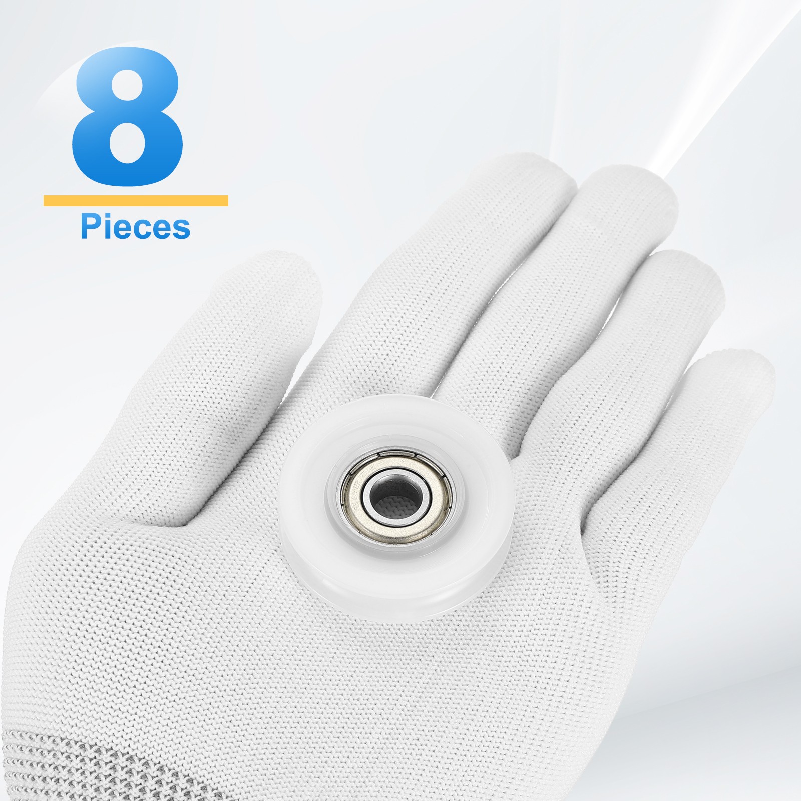 8 Pcs Translucent Groove Nylon Plastic Guide Bearing 8×9.5x41mm Pulley Roller