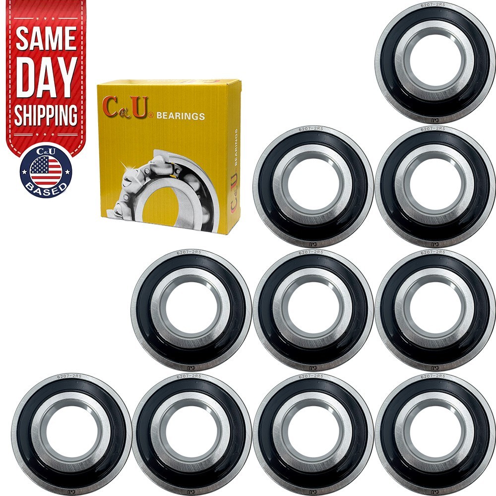 10PCS 6207-2RS Deep Groove Ball Bearings 35x72x17mm Double Rubber Sealed