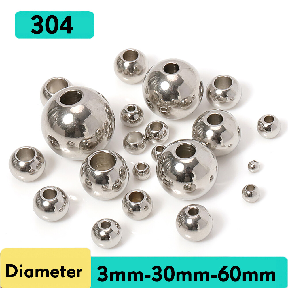 Stainless Steel Balls w Hole Ø 3mm- 60mm Bearing Smooth Through Hole Steel Ball