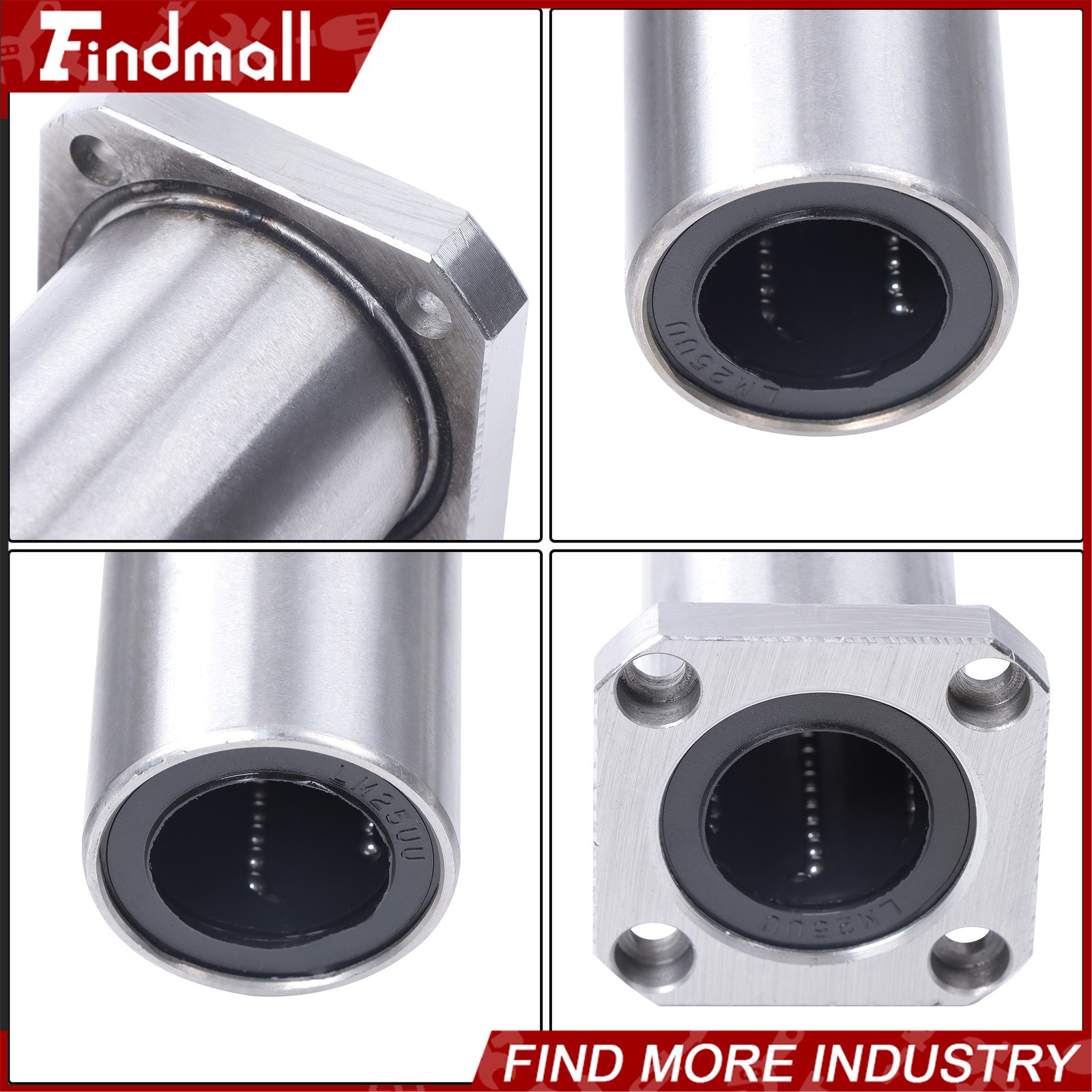 Findmall Steel Cage LMK25UU Linear Bearing 25x40x59mm Square Flange for CNC