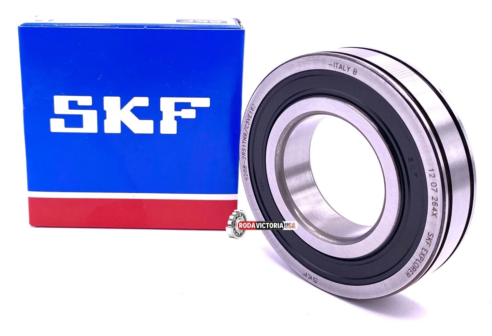 SKF 6208 2RS1 TN9 VE167 Deep Groove Ball Bearing, Rubber Sealed 40x80x18 mm