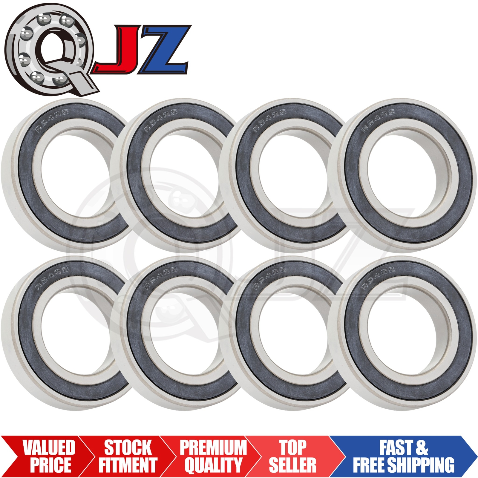 [Qty.8] New R24-2RS Deep Groove Ball Bearing [1.5″ Bore x 2.625″ OD x 0.563″ W]