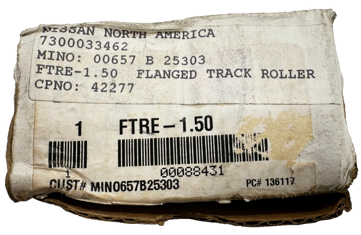 PCI FTRE-1.50 Flanged Track Roller 1.5 in Roller Dia., 1.1875 in Roller Width