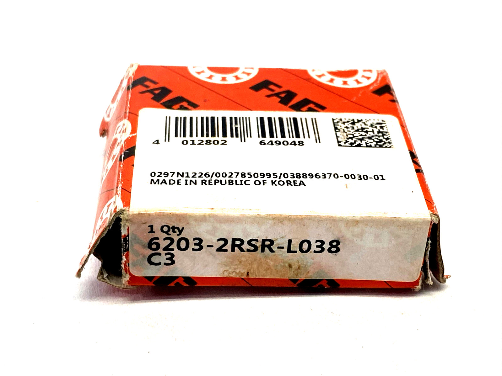 FAG 6203-2RSR-L038-C3 Deep Groove Ball Bearing 17mm ID 40mm OD 12mm W 2-PK