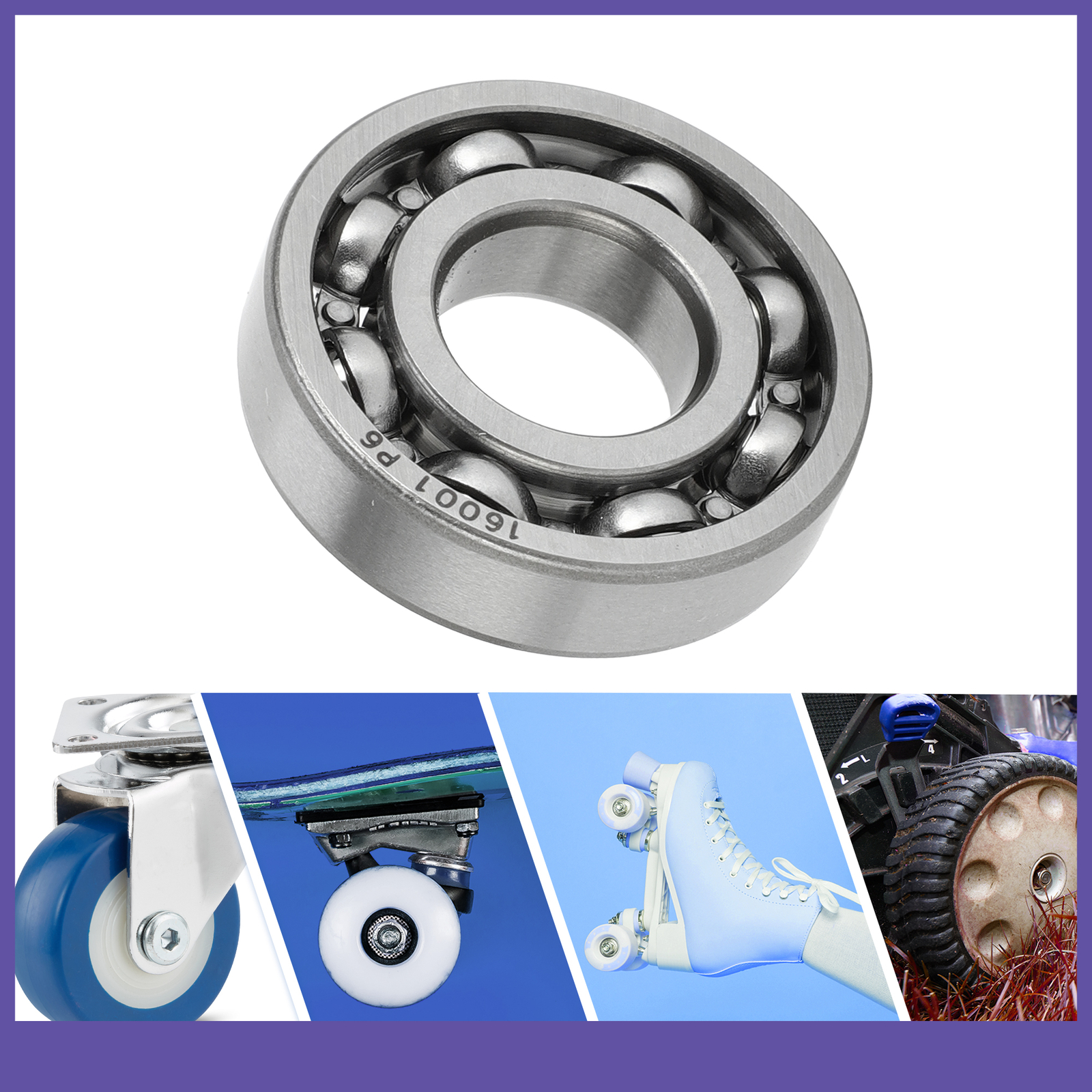 Single 16001 Deep Groove Ball Bearings Scooter Skateboard Wheel Universal