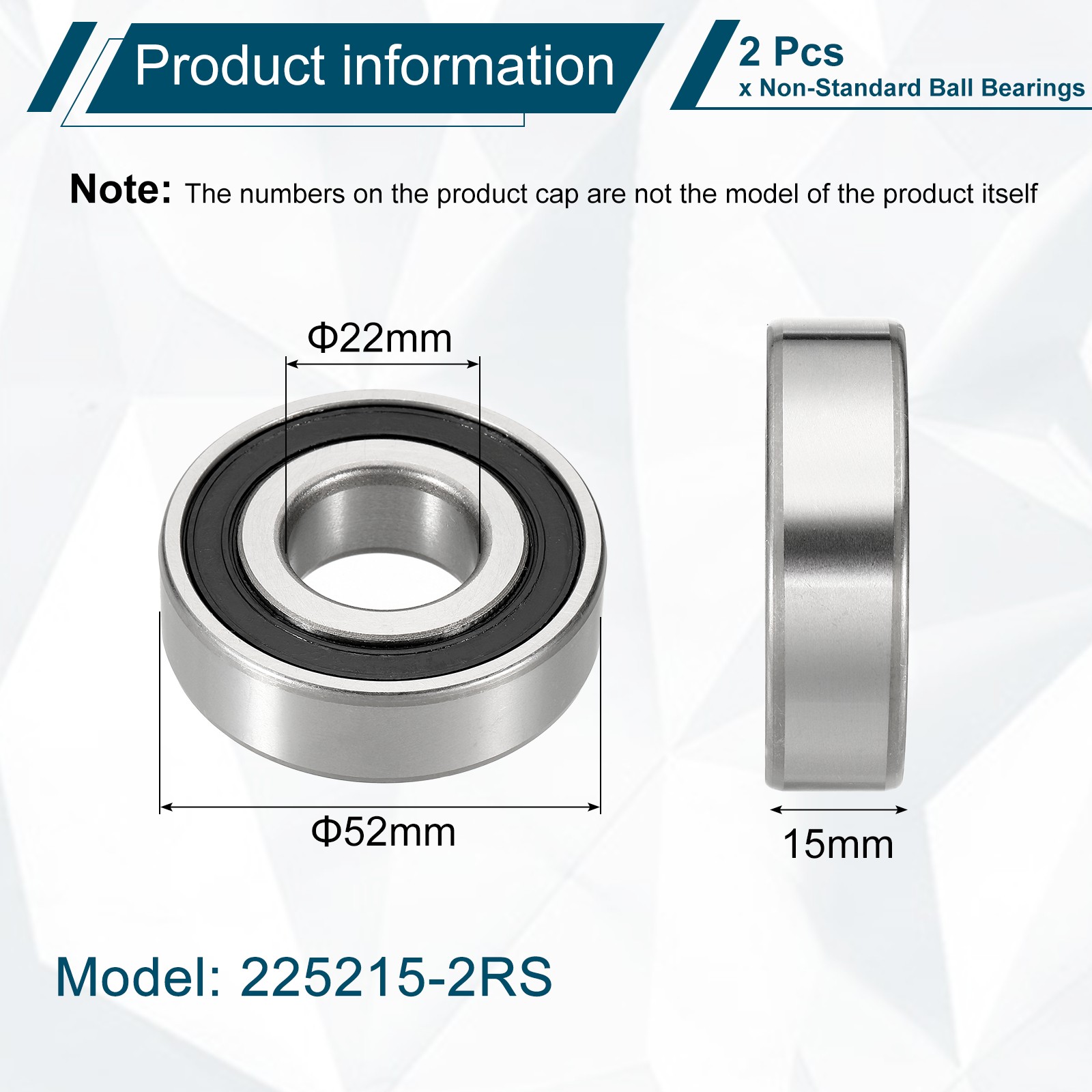 2pcs Ball Bearings 22x52x15mm Non Standard for 225215-2RS