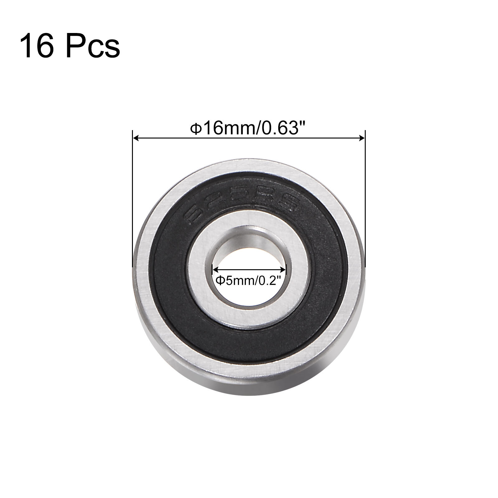 16pcs 625-2RS Deep Groove Ball Bearings Chrome Steel Z2 Bearing 5 x 16 x 5mm