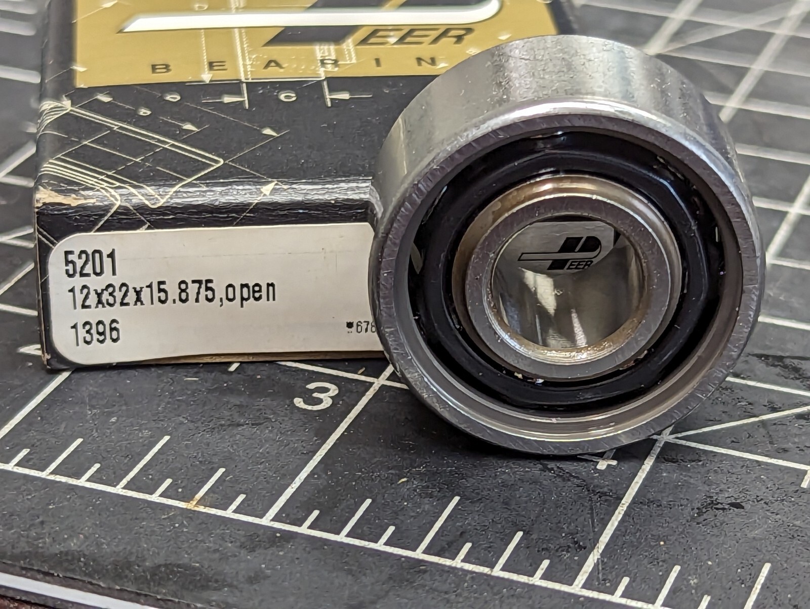 Lot Of (2) PEER 5201 DOUBLE ROW OPEN BALL BEARINGS (12x32x15.875) OPEN] [OF49]