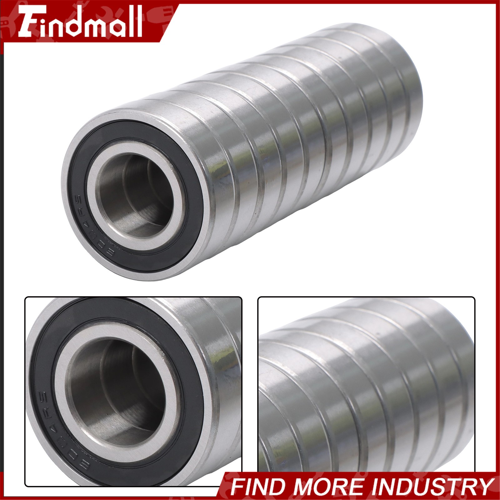 Findmall 6004-2RS C3 Ball Bearing 20x42x12mm 10 Pcs Premium Rubber Sealed