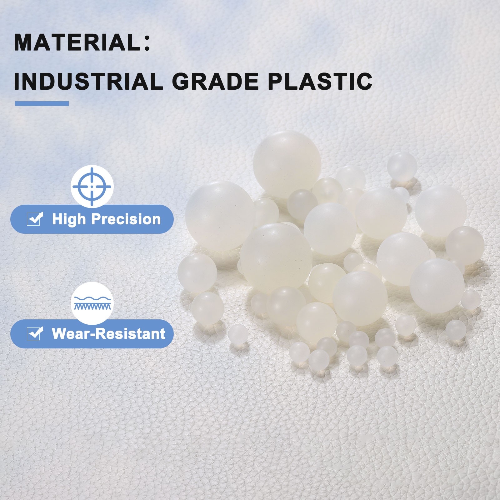 100pcs PP Plastic Bearing Balls 11mm Solid Plastic Ball, White