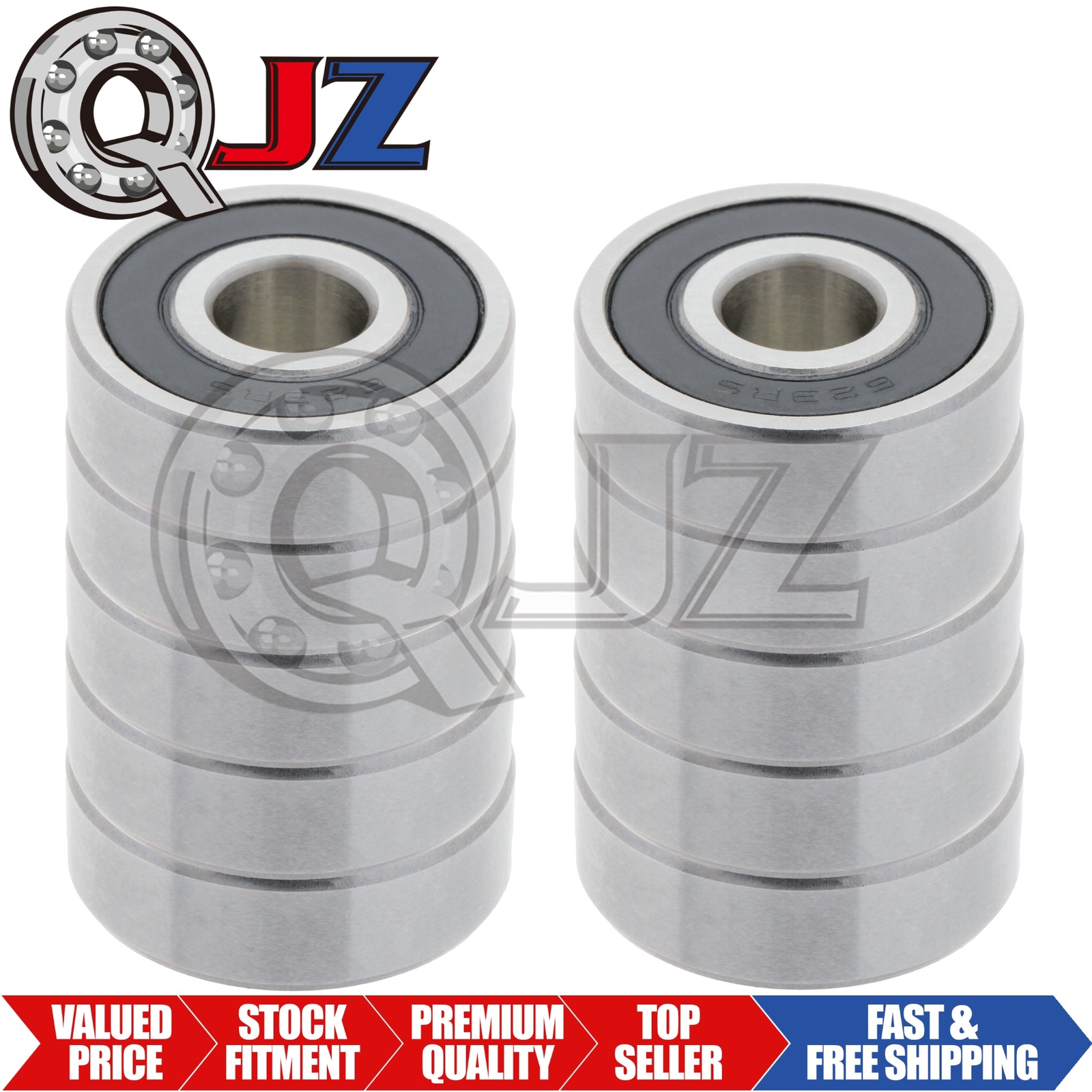 [Qty.10] 629-2RS New Radial/Deep Groove Ball Bearing [9mm ID x 26mm OD x 8mm W]