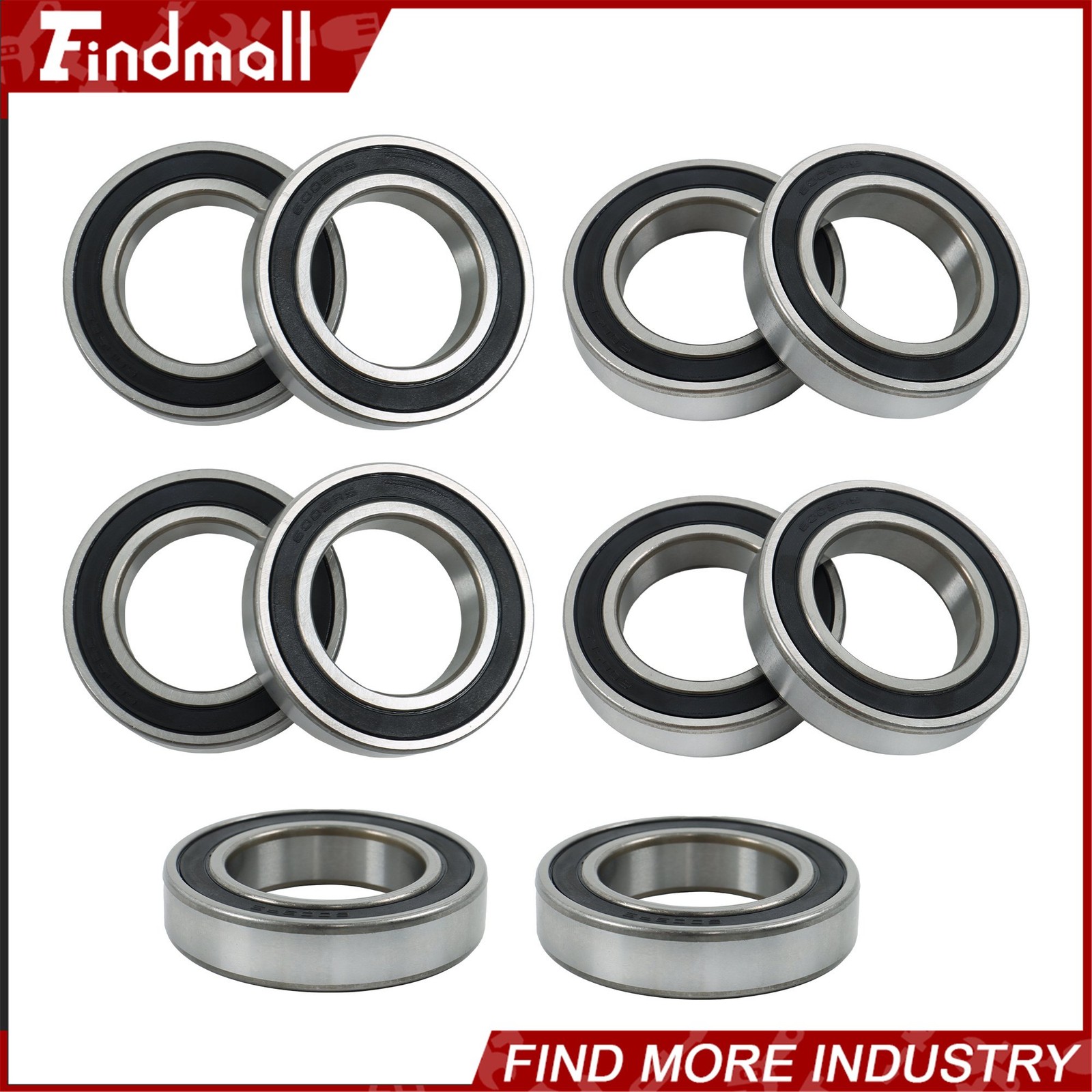 Findmall 6009-2RS Deep Groove Bearings 10 Pack 45x75x16mm Pre-Lubed Sealed