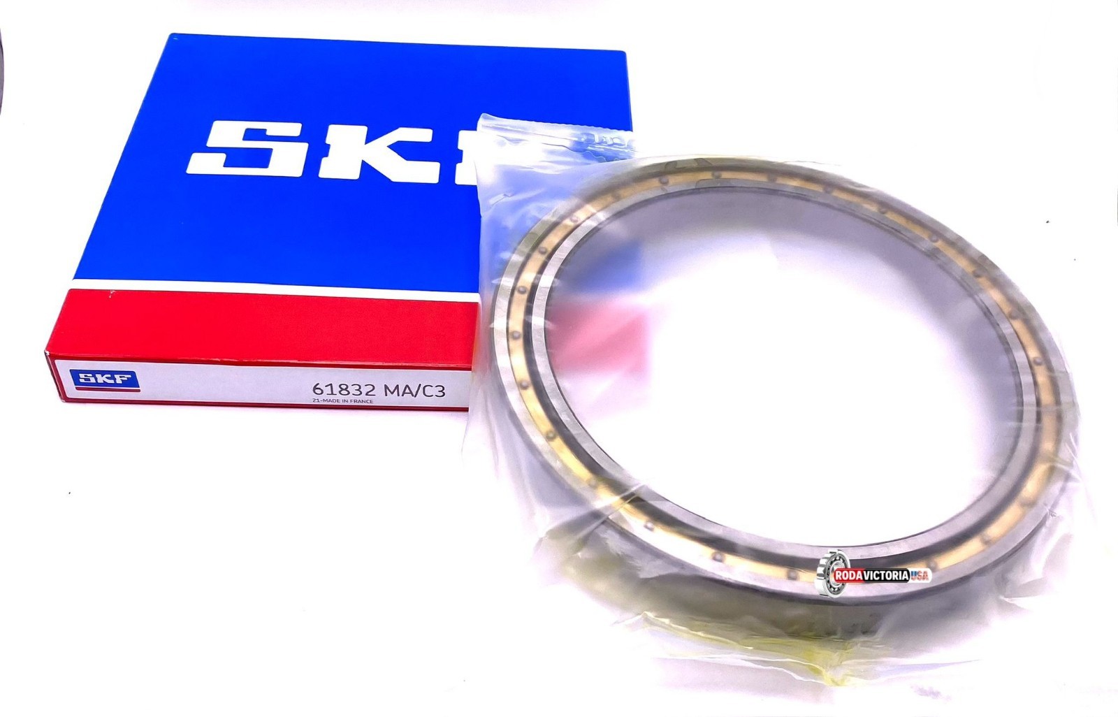 SKF 61832 MA C3 Ball Bearing, Open Type, No Seals, Brass Cage 160x200x20 mm