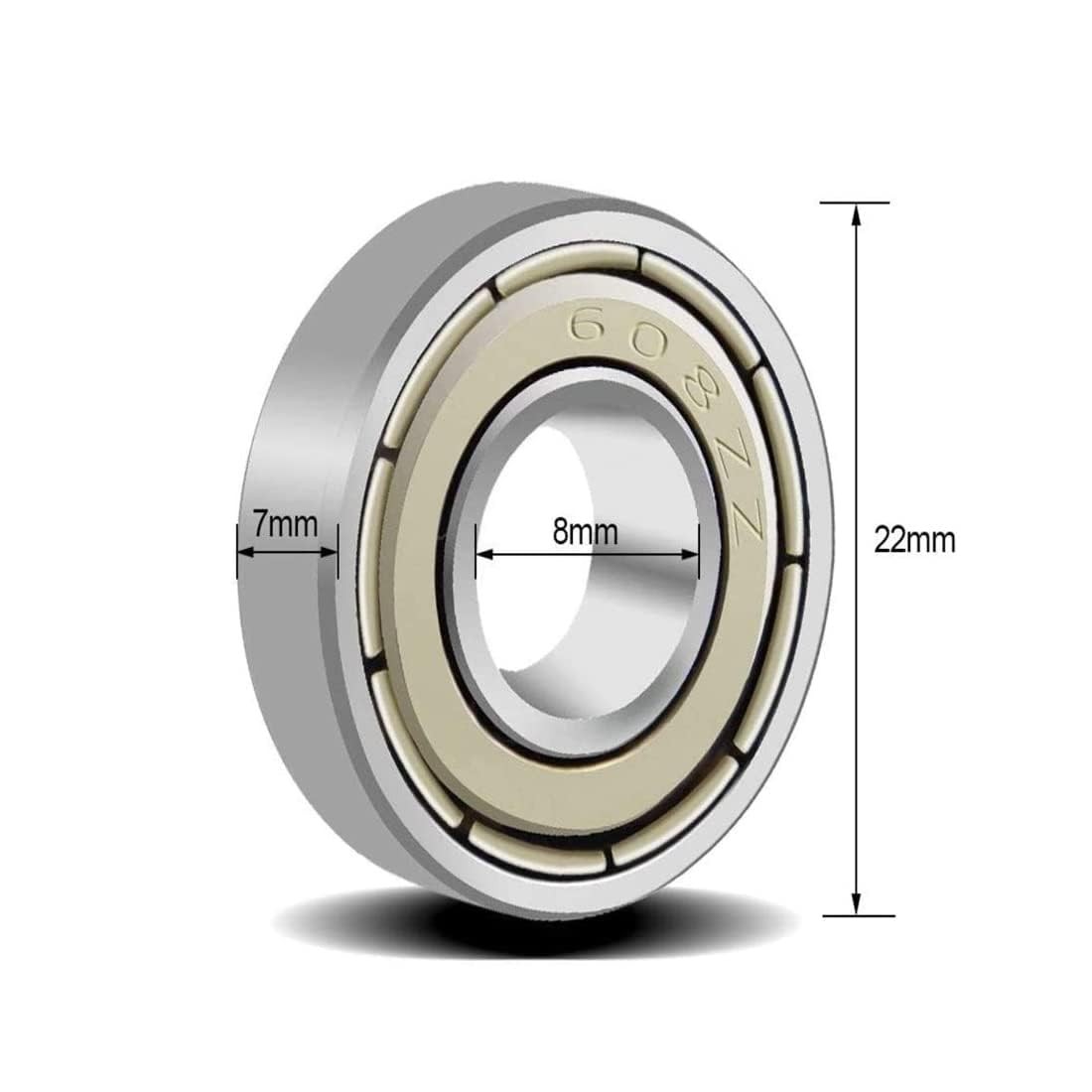 20pcs 608ZZ Bearings Set Deep Groove Ball Bearings for Skateboards Rollers