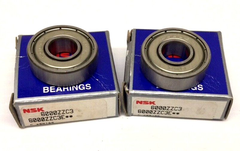 NSK 6000ZZC3 Ball Bearing 10mm ID 26mm OD 8mm Width Double Shield (Pack Of 2)