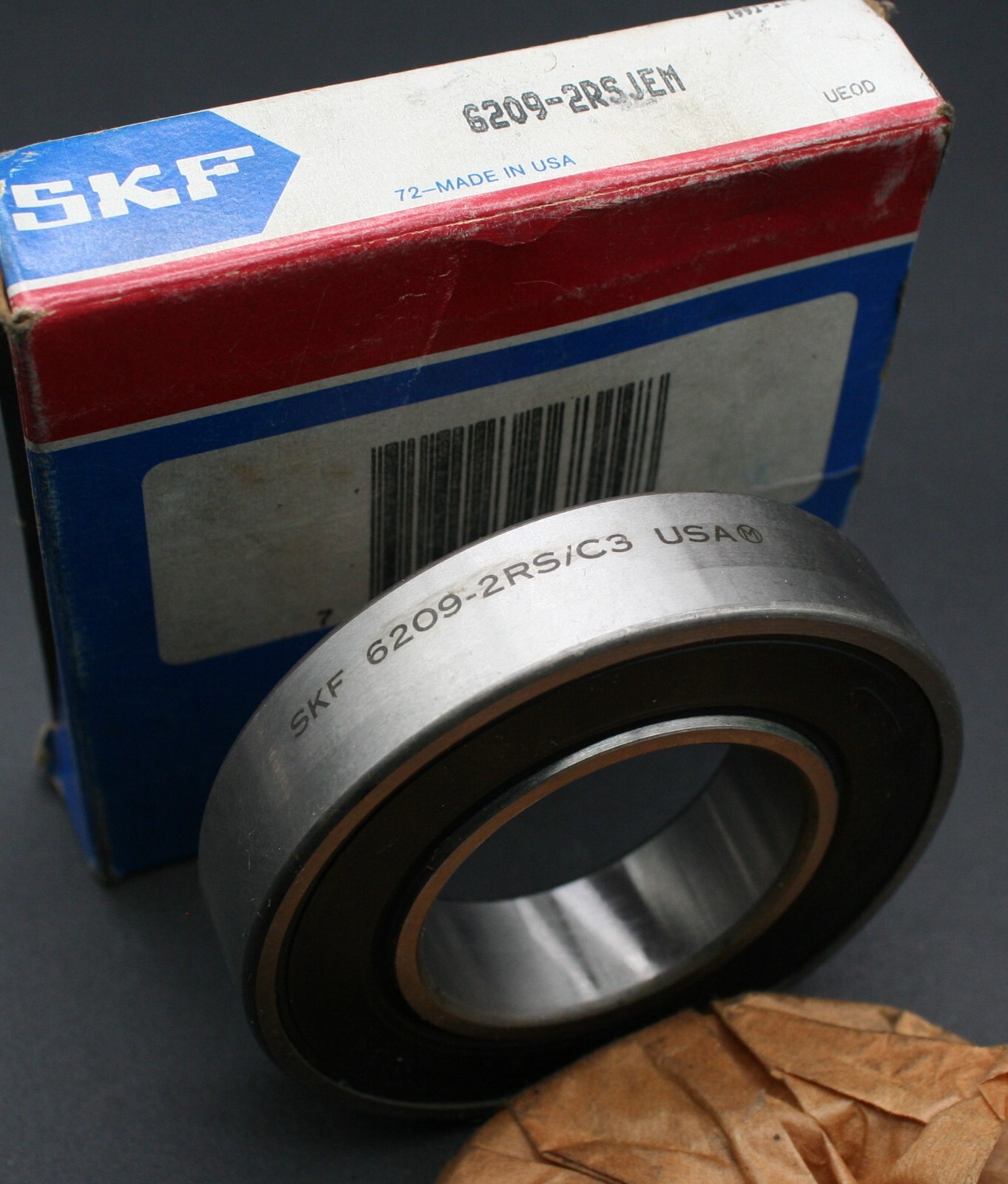 One SKF 6209 2RSJEM Deep Groove Bearing 45MM ID USA 6209 2RS/C3 Paper Pkg NEW