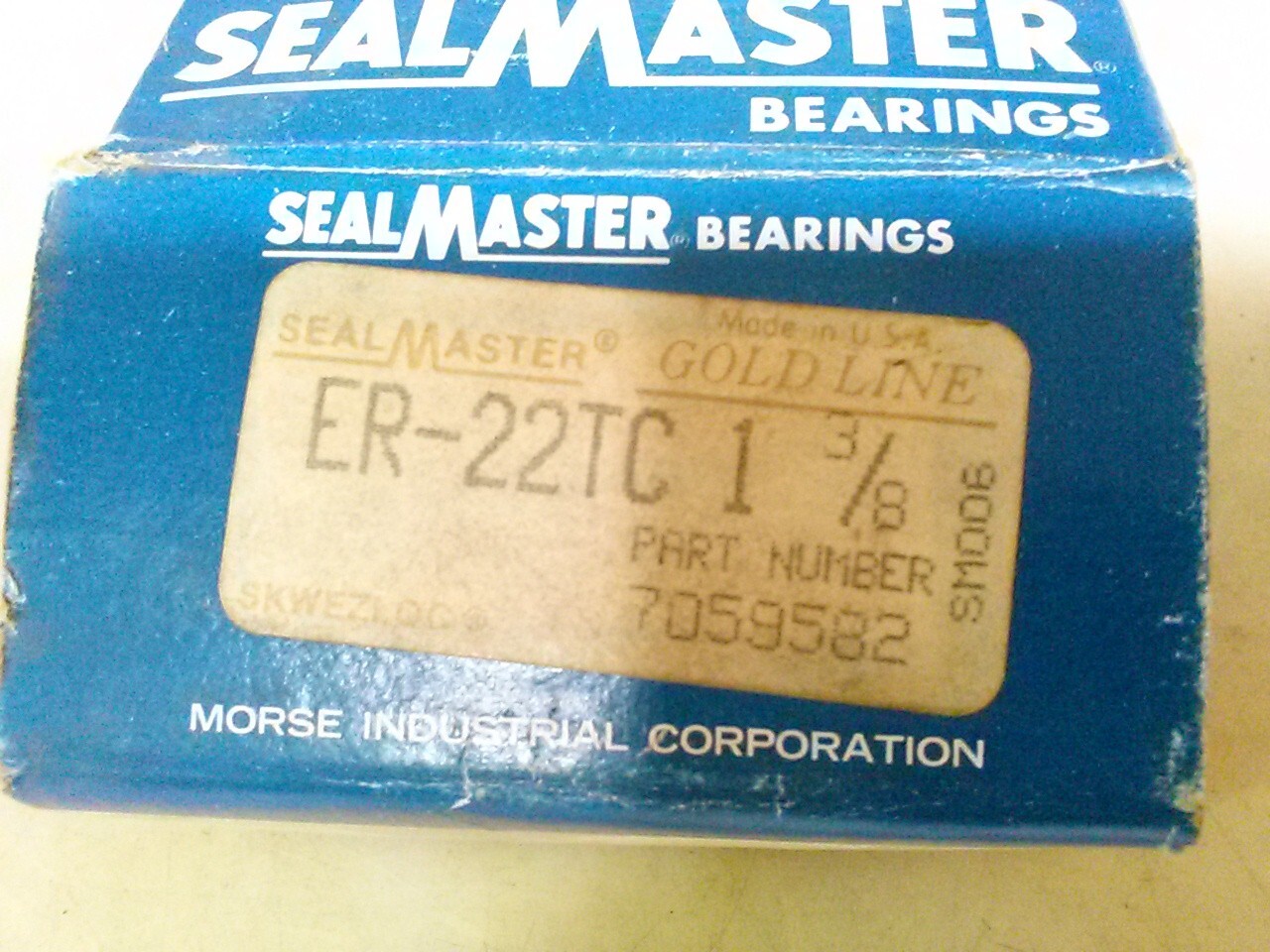 SealMaster ER22TC 7/8″ ball bearing insert, made in USA.