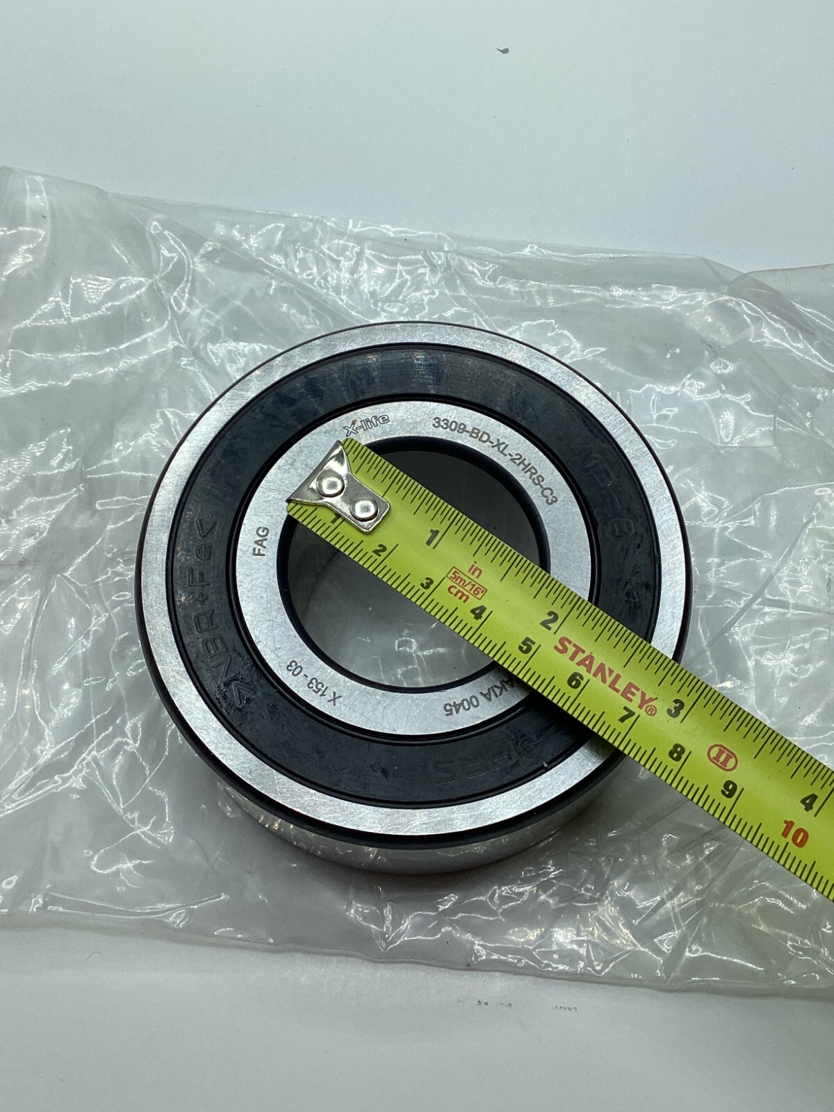 FAG 3309-BD-XL-2HRS-C3 Double Row Angular Contact Bearing, X-life, Steel