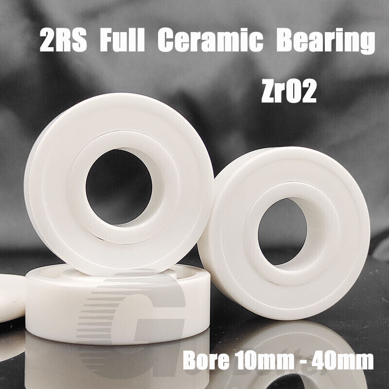 2RS Double-Sided Sealed Full Ceramic Bearings ZrO2 Zirconium Oxide ID 10mm-40mm
