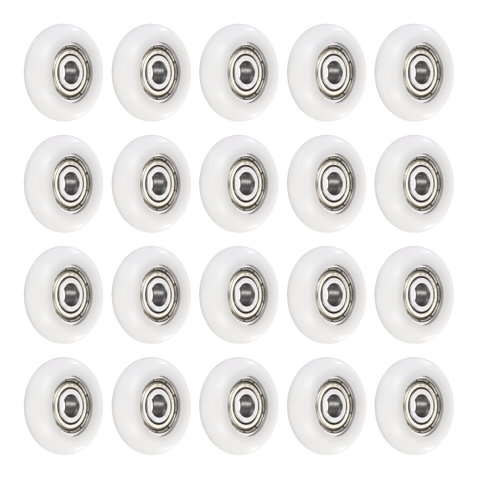 20Pcs 5x24x7mm Metal Shielded (GCr15) Chrome Steel Bearing+POM Guide, White